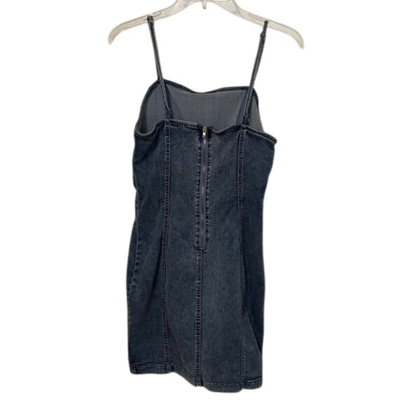 Iris Denim Blue Jean Mini Dress Womens Size Large Sleeveless Stretch Festival - Picture 4 of 10